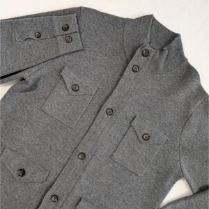 Peter Millar Merino Wool Sweater Jacket Men Medium Gray Button Zip Pockets Layer